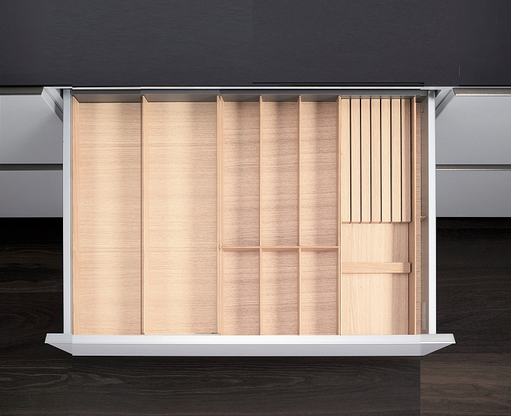 КОМПЛЕКТ лоток + держатель для ножей, ФайнЛайн Линик 800-900 мм, глубина 500 мм, цвет ЯСЕНЬ светлый Kessebohmer